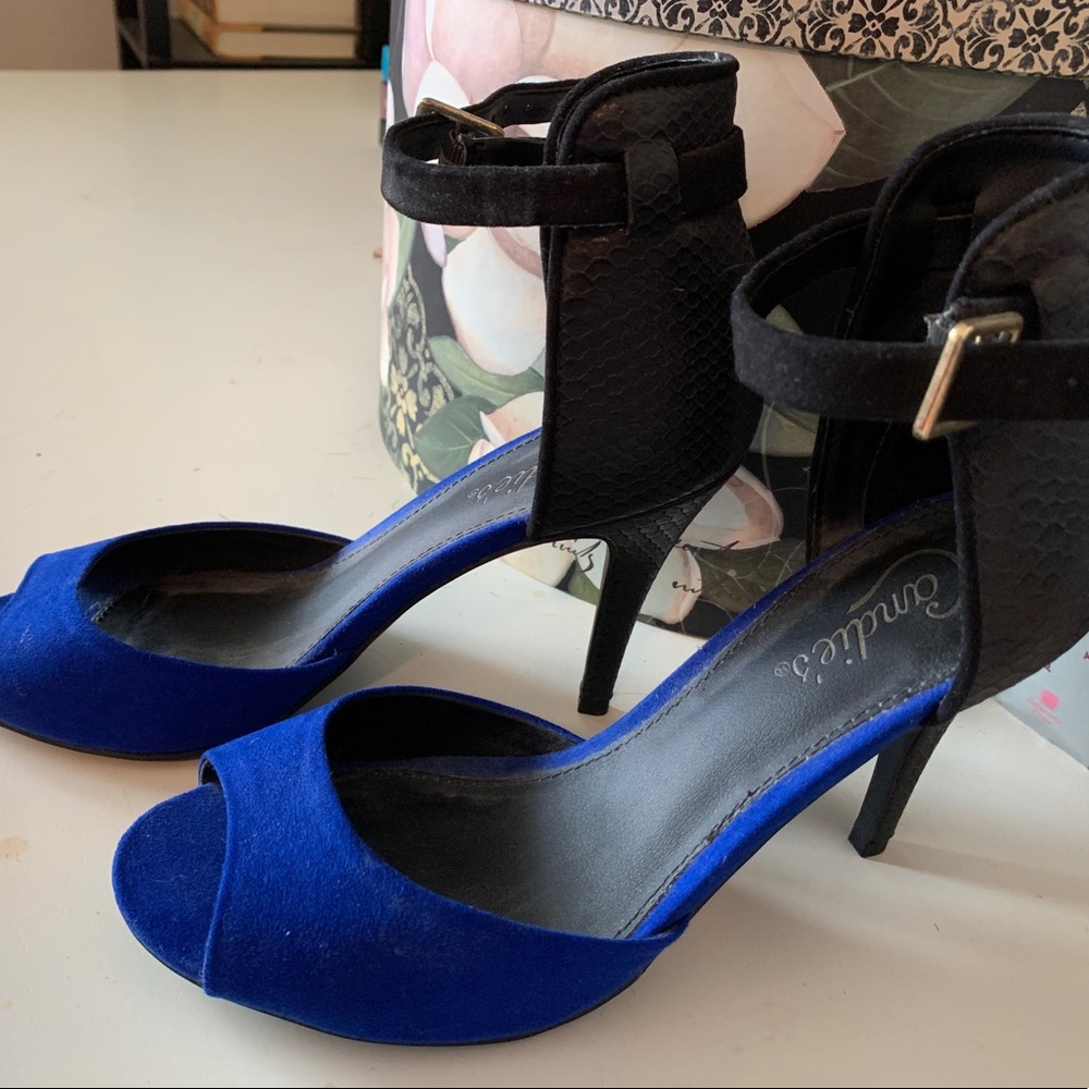 Suede and leather stilettos